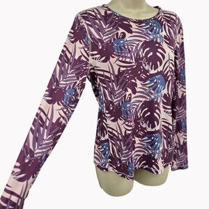 32 Degrees Womens XS Palm Leaf Print Long Sleeve UPF 50+ Protection Sun Shirt